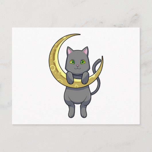 Katze Nacht Mond Postkarte (Vorderseite)