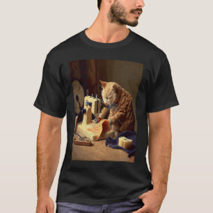 Katze näht Mac und Käse T-Shirt