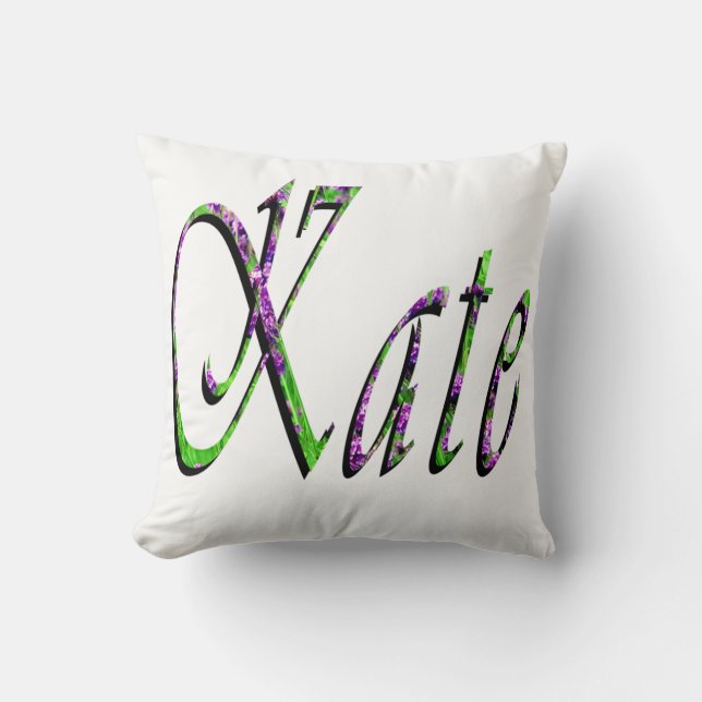 Katze, Name, Logo, weißes Kissen (Vorderseite)