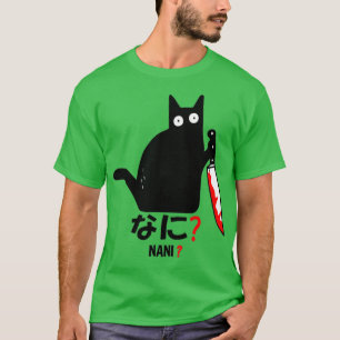 Katze Nani Murderous Black Cat mit Knife Halloween T-Shirt