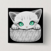 Katze Niedlich und spielerisch aus einem Pocket Button (Vorderseite)