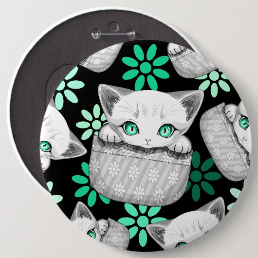 Katze Niedlich und spielerisch aus einem Pocket Button (Vorne & Hinten)