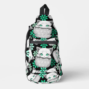 Katze Niedlich und spielerisch aus einem Pocket Crossbody Bag