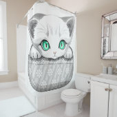 Katze Niedlich und spielerisch aus einem Pocket Duschvorhang (Beispiel)