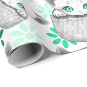 Katze Niedlich und spielerisch aus einem Pocket Geschenkpapier (Rolleneckpunkt)