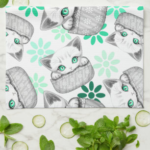 Katze Niedlich und spielerisch aus einem Pocket Geschirrtuch