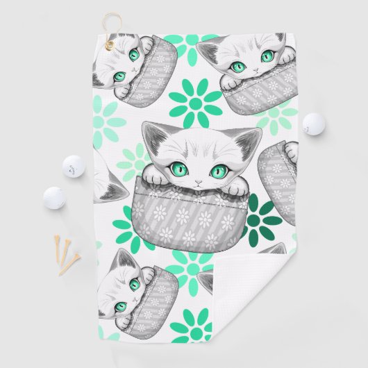 Katze Niedlich und spielerisch aus einem Pocket Golfhandtuch (Insitu)