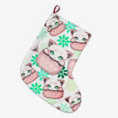 Katze Niedlich und spielerisch aus einem Pocket Großer Weihnachtsstrumpf (Vorderansicht (hängend))