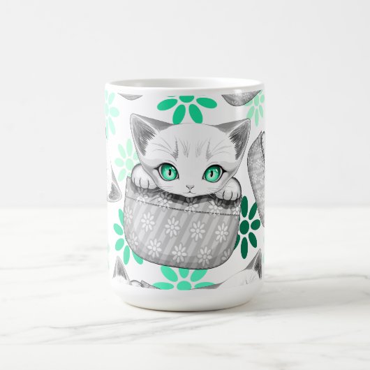 Katze Niedlich und spielerisch aus einem Pocket Kaffeetasse (Mittel)