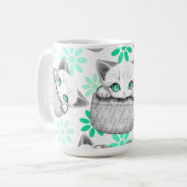 Katze Niedlich und spielerisch aus einem Pocket Kaffeetasse (Vorderseite Links)