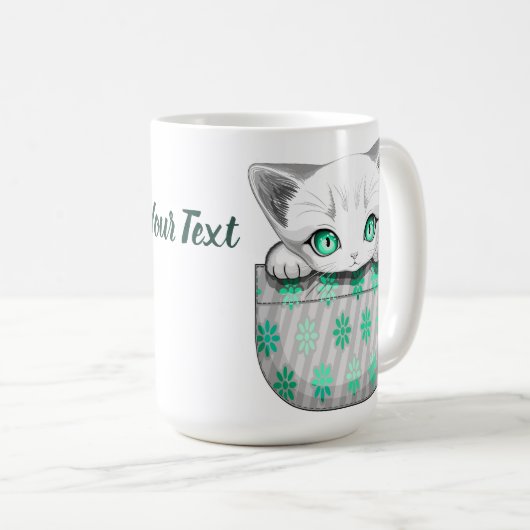 Katze Niedlich und spielerisch aus einem Pocket Kaffeetasse (VorderseiteRechts)