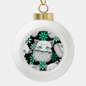 Katze Niedlich und spielerisch aus einem Pocket Keramik Kugel-Ornament (Vorderseite)