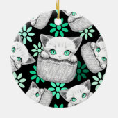 Katze Niedlich und spielerisch aus einem Pocket Keramik Ornament (Hinten)