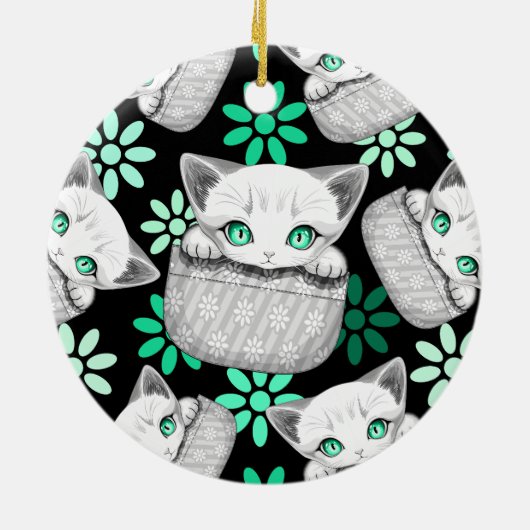 Katze Niedlich und spielerisch aus einem Pocket Keramik Ornament (Hinten)