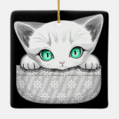 Katze Niedlich und spielerisch aus einem Pocket Keramikornament (Rückseite)