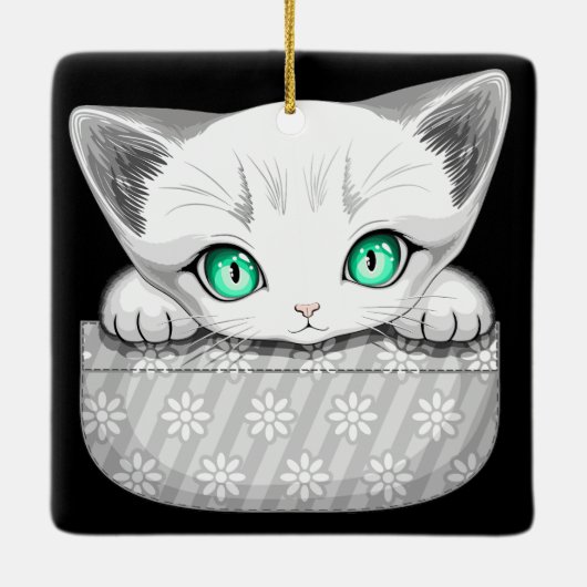 Katze Niedlich und spielerisch aus einem Pocket Keramikornament (Rückseite)