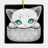 Katze Niedlich und spielerisch aus einem Pocket Keramikornament (Vorderseite)