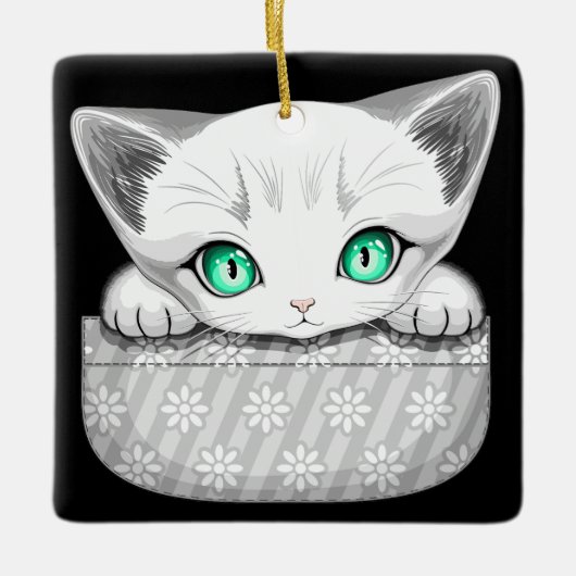 Katze Niedlich und spielerisch aus einem Pocket Keramikornament (Vorderseite)