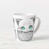 Katze Niedlich und spielerisch aus einem Pocket Milchtasse (Rechte Ecke)