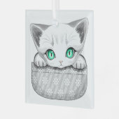 Katze Niedlich und spielerisch aus einem Pocket Ornament Aus Glas (Vorderseite links)