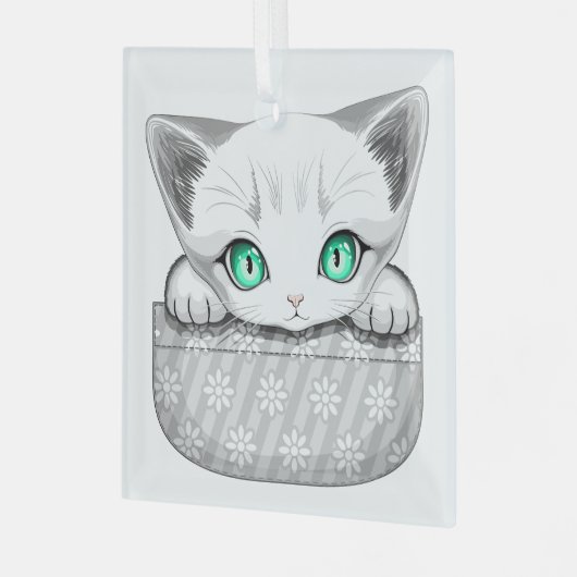 Katze Niedlich und spielerisch aus einem Pocket Ornament Aus Glas (Vorderseite links)