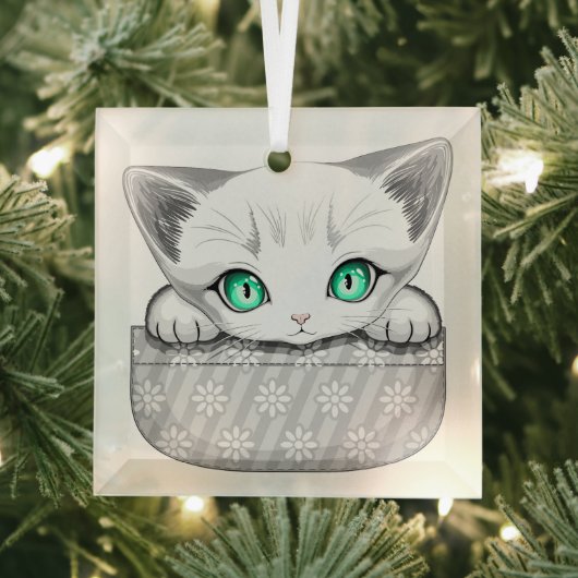 Katze Niedlich und spielerisch aus einem Pocket Ornament Aus Glas (Insitu)