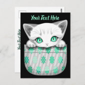 Katze Niedlich und spielerisch aus einem Pocket Postkarte (Vorne/Hinten)