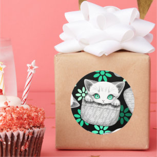 Katze Niedlich und spielerisch aus einem Pocket Runder Aufkleber