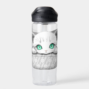 Katze Niedlich und spielerisch aus einem Pocket Trinkflasche
