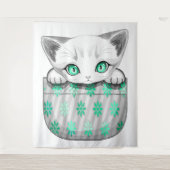 Katze Niedlich und spielerisch aus einem Pocket Wandteppich (Vorderseite)