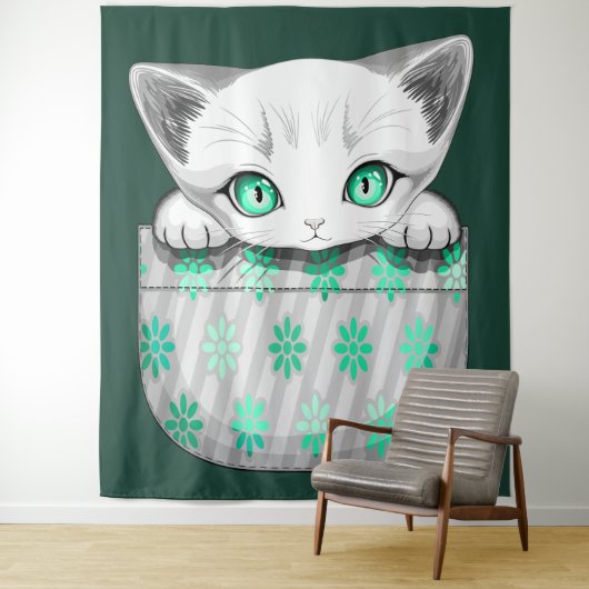 Katze Niedlich und spielerisch aus einem Pocket Wandteppich (Beispiel)