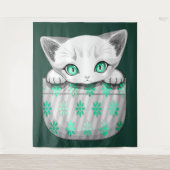 Katze Niedlich und spielerisch aus einem Pocket Wandteppich (Vorderseite)