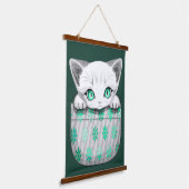 Katze Niedlich und spielerisch aus einem Pocket Wandteppich Mit Holzrahmen (Gewinkelt)