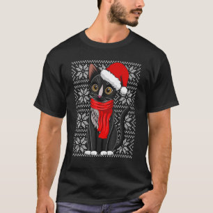 Katze Niedliche Katze Weihnachtsmann Hut hässlich T-Shirt