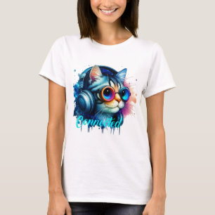 Katze niedliche lustige coole Cartoon Tiere Animat T-Shirt