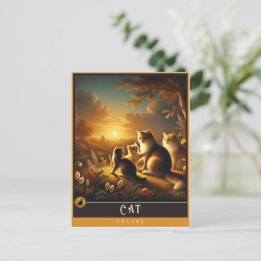 Katze | Niedliche Vintage Tierpostkarte Postkarte (Stehend Vorderseite)