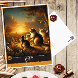 Katze | Niedliche Vintage Tierpostkarte Postkarte