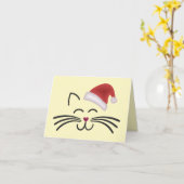 Katze Nikolaus Mütze Cat Santa Hat Karte (Gelbe Blume)