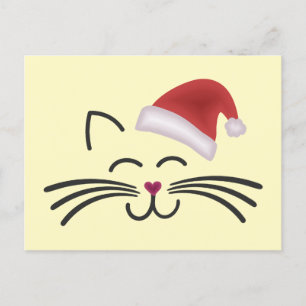 Katze Nikolaus Mütze Cat Santa Hat Postkarte