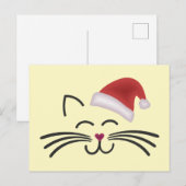 Katze Nikolaus Mütze Cat Santa Hat Postkarte (Vorne/Hinten)