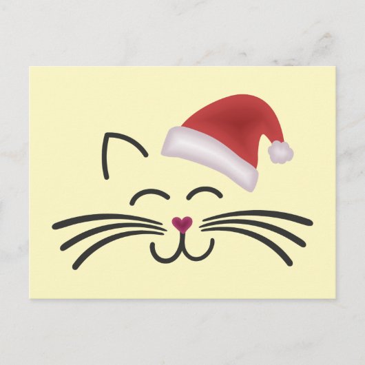 Katze Nikolaus Mütze Cat Santa Hat Postkarte (Vorderseite)