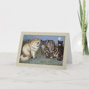 Katze Notecard, Mondschein-Katzen Louis Wain Karte