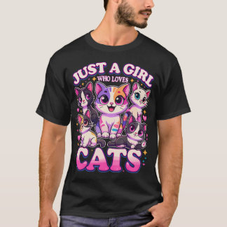 Katze Nur Ein Mädchen Das Katzen Liebt T-Shirt