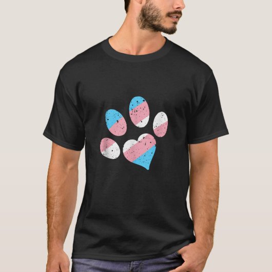 Katze oder Haustier-Blatt mit Herz-Transgender-Fl T-Shirt (Vorderseite)