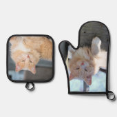 Katze Ofenhandschuh & Topflappen-Set (Vorderseite)