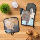 Katze Ofenhandschuh & Topflappen-Set (Oben Unten)
