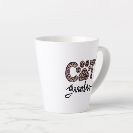 Katze Oma Leopard, Katze Oma Sublimierung Milchtasse (Rechte Ecke)