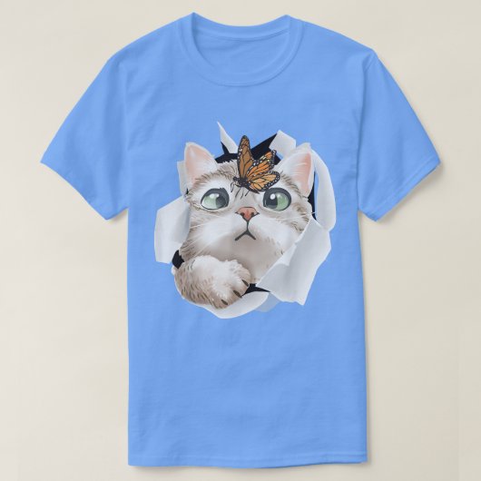 Katze , Orange Cat T, Cat Torn Tuch , Kitten T-Shirt (Design vorne)