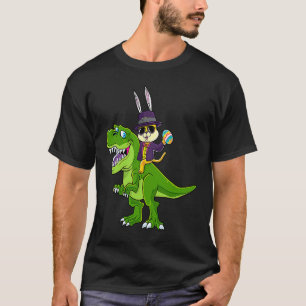 Katze Ostern Hase Reitet Dino Trex Ei Jagd Dinosau T-Shirt