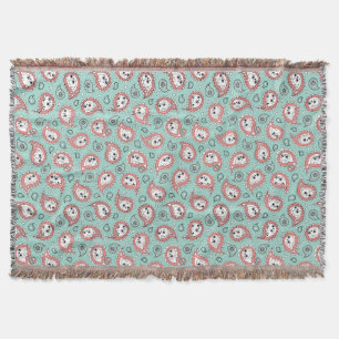 Katze Paisley - Korallen und Minze Decke